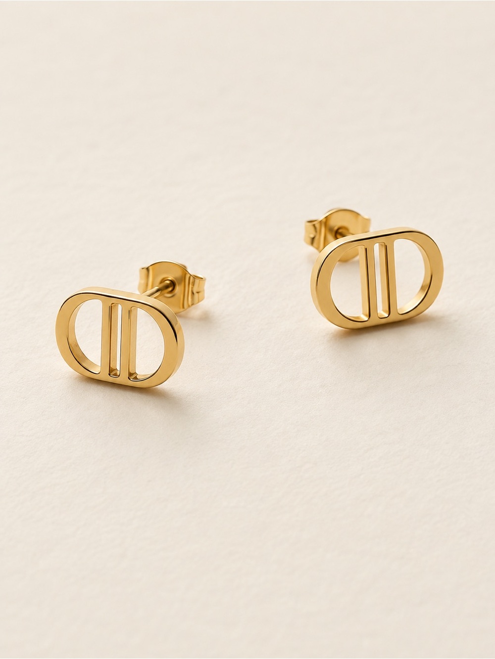 Gold Plated Initials Stud Earrings Luxury Inspired